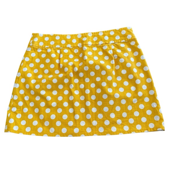 J Crew Yellow Polka Dot wrap style skirt, side pockets, cotton, sz 6, never worn - Picture 8 of 10